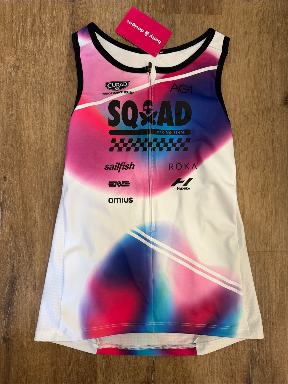 Betty Designs Squad Racing Team Triathlon Sleeveless Tank | Large NWT